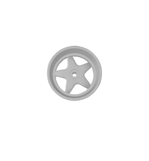 (Unpainted) Deep Dish 5 Arm Type Wheel incl Rubber Tyres & Axels