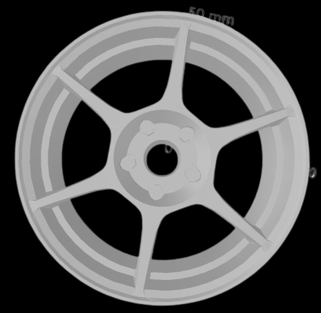(Unpainted) Buddy Club p1 Type Wheel incl Rubber Tyres & Axels