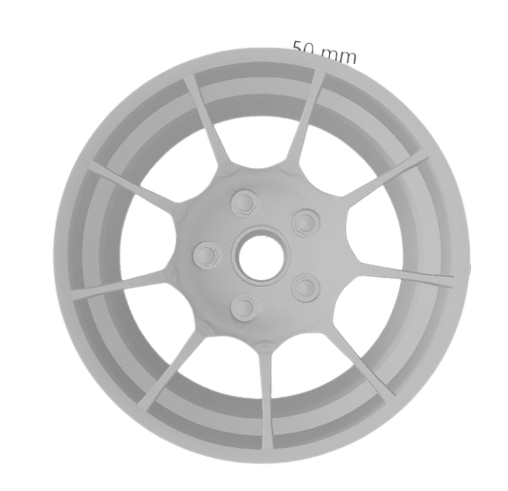 (Unpainted) Dymag 9 Spoke Type Wheel incl Rubber Tyres & Axels
