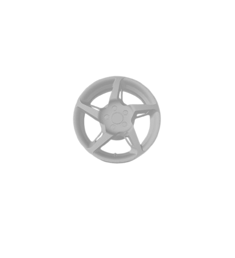 (Unpainted) Rocket 5 Type Wheel incl Rubber Tyres & Axels